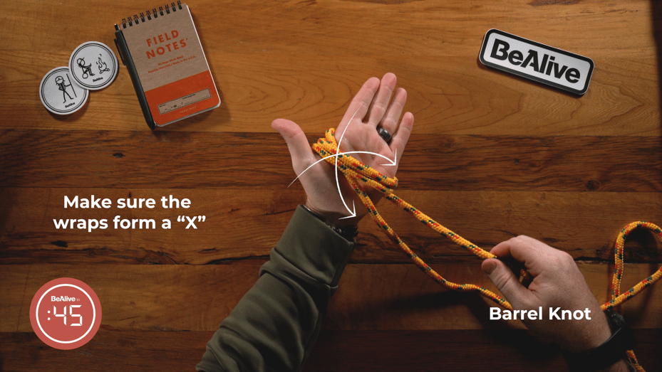 How to tie a barrel knot image