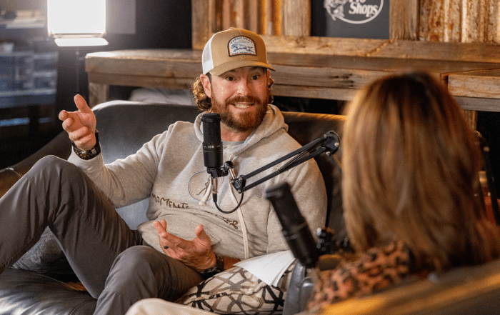 Chris interviewing his wife Katie