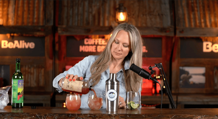 Katie Keefer making a cocktail