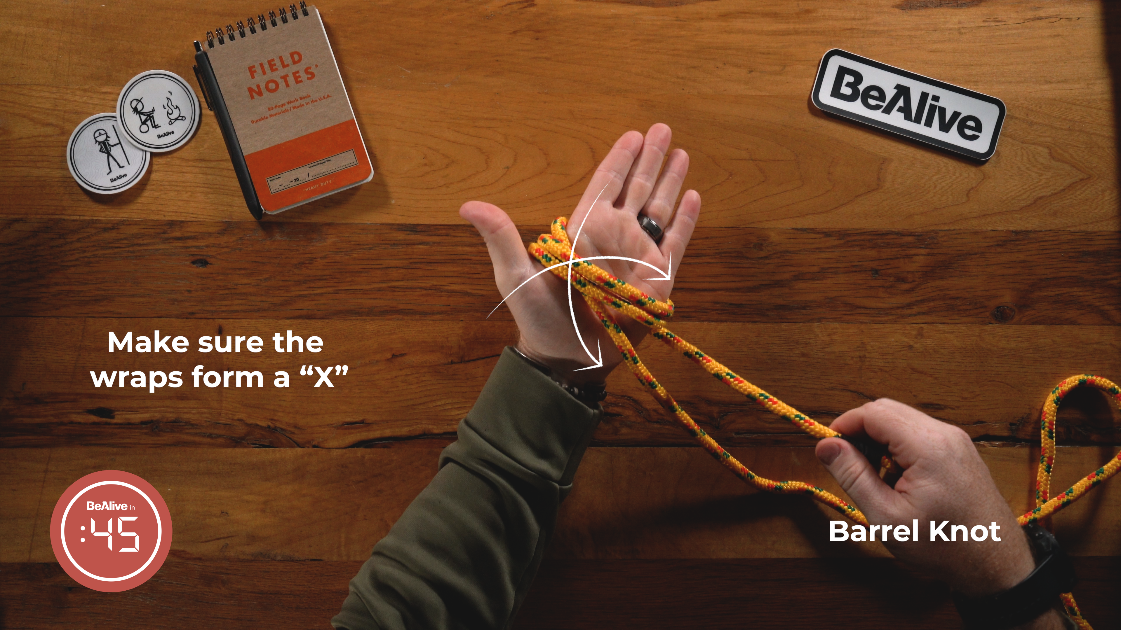 How to tie a barrel knot image